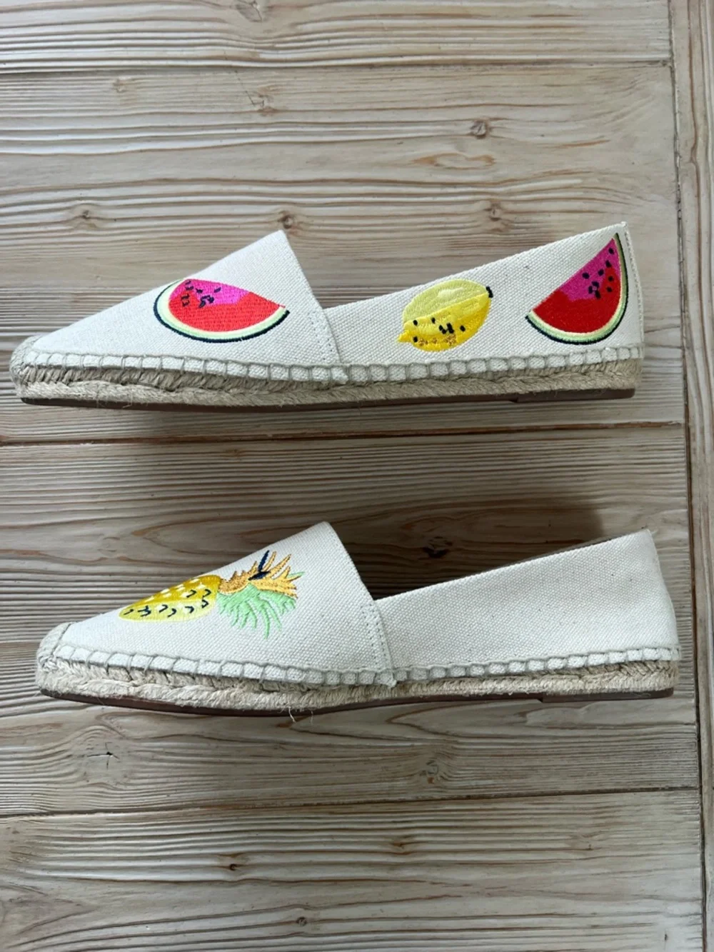 J.Crew Embroidered Espadrilles Fruit Print Size 10 Canvas Summer Flats
